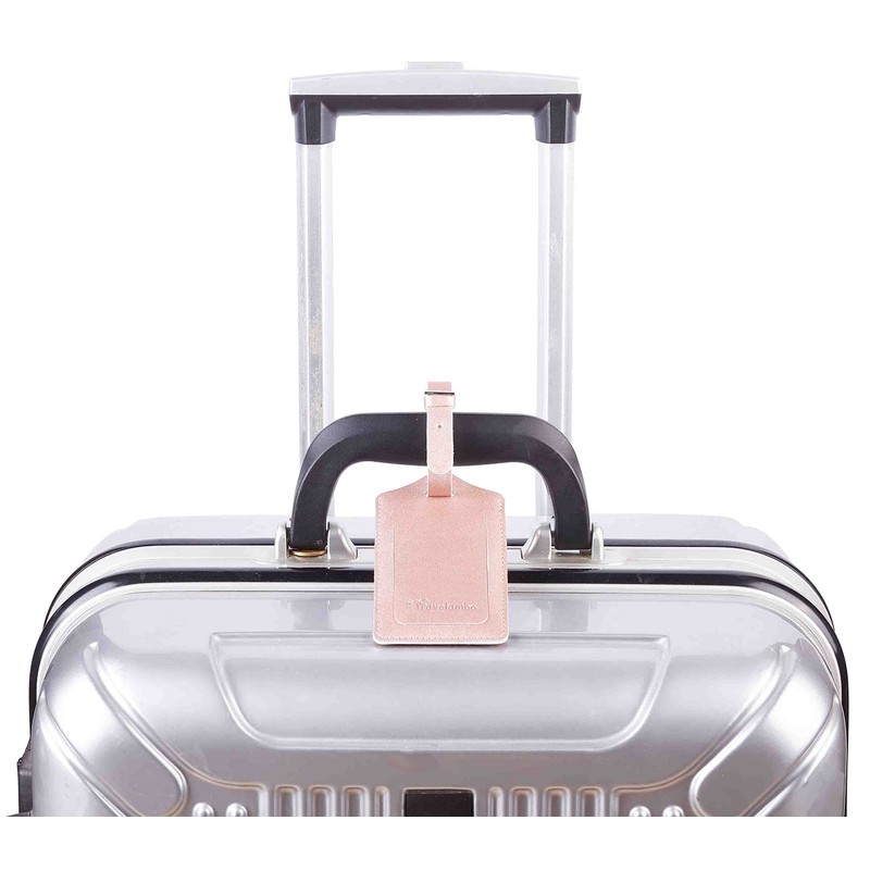 4 Pack Leather Luggage Travel Bag Tags by Travelambo (Rose