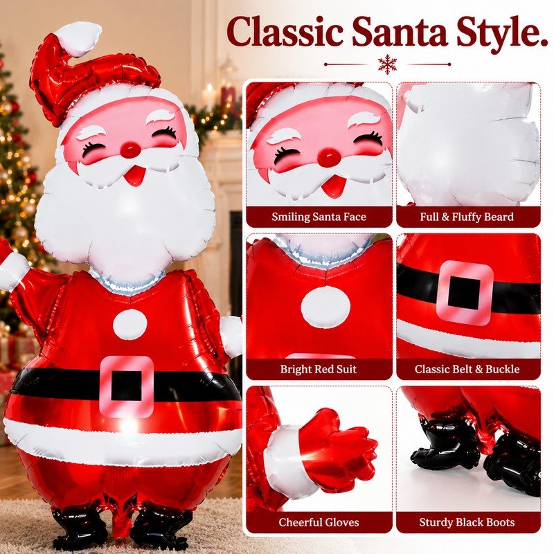 Giant Santa Claus Foil Balloons for Christmas Decor – 2-Pack