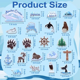 22 Pcs Alaska Cruise Door Magnets Stickers,Alaska Themed Fridge Magnetic Stickers,Magnetic Stickers Reindeer Bears Sea Lion Seal Refrigerator Magnet for Door Cruise Party Decor
