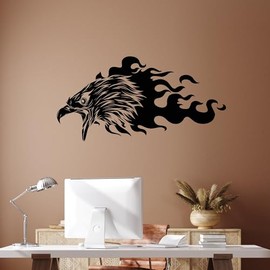 Large Vinyl Wall Decal Eagle Attacks Angry Bird Head Flamy Decor Stickers Mural (g9477) Black