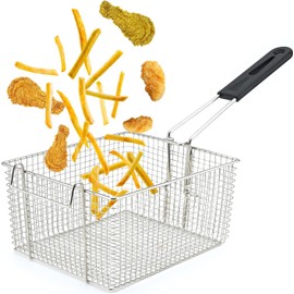 Chip Mini Fry Basket 18-8 Stainless Steel Fryer Basket Strainer Serving Food Presentation Cooking Tools French Fries Basket Large Capacity Home Commercial Use ((20*18*10cm)