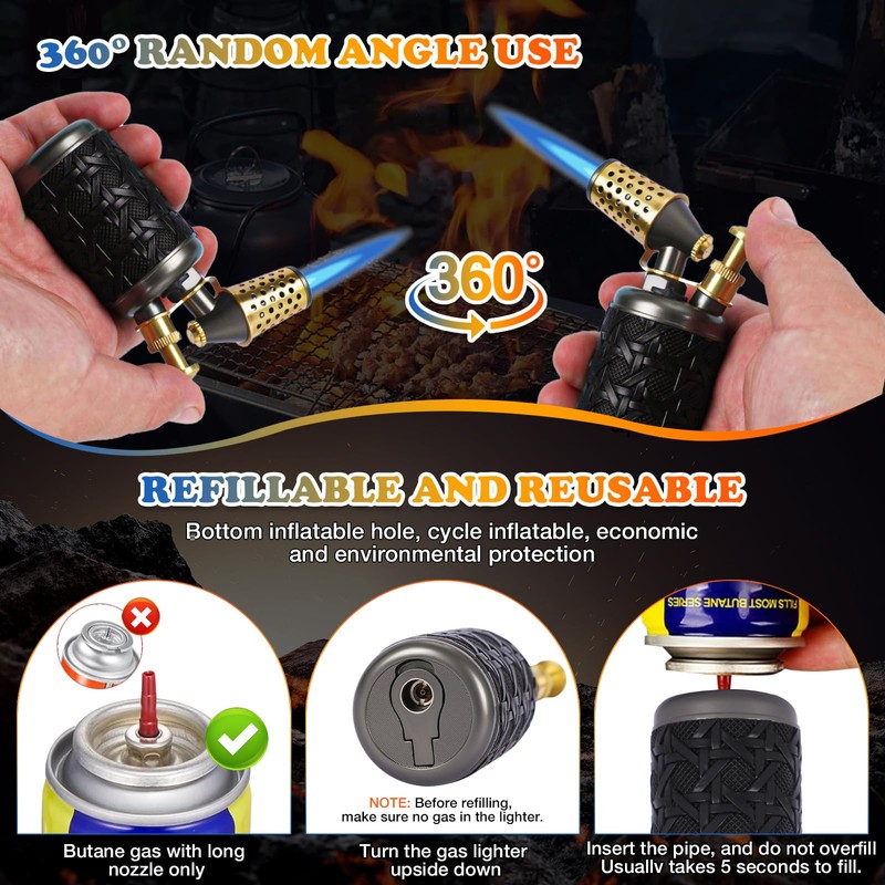 Blow Torch, Professional Kitchen Cooking Butane Torch with Safety Lock