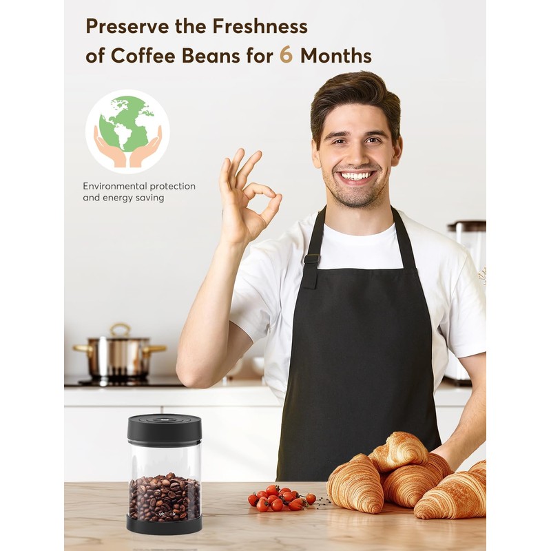 OUTPEAK Neo 2025 Auto Vacuum Coffee Canister, 0.75L for 8.8oz