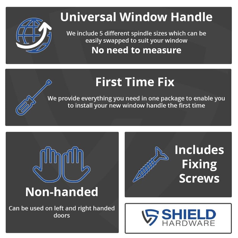 SHIELD HARDWARE Universal uPVC Window Handle Multi Spindle White