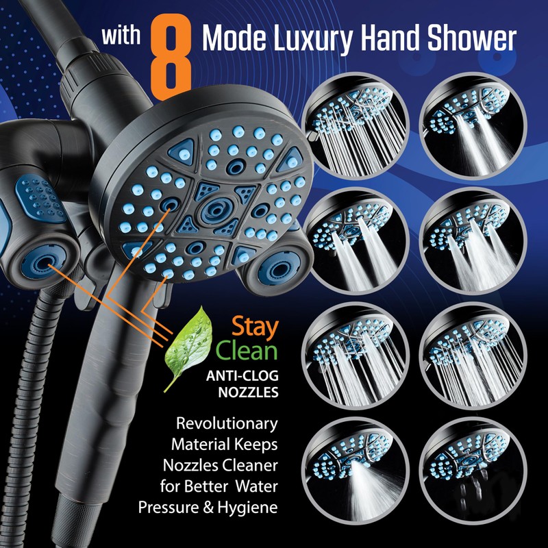 AquaCare Polaris High Pressure Multi Zone 208 Setting Shower Head