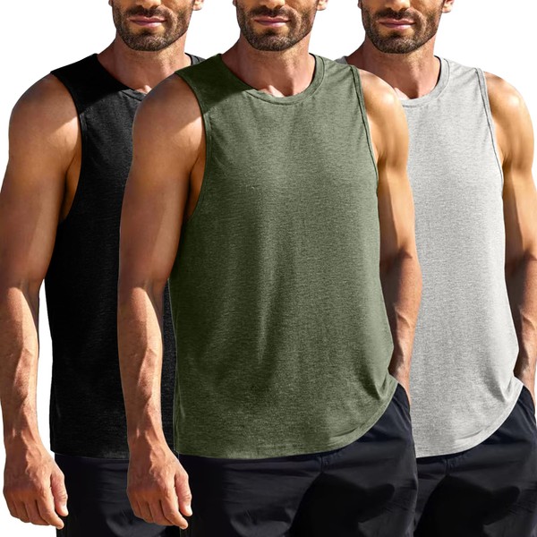 PINSPARK Men's 3 Pack Tank Tops Quick Dry Sleeveless Athletic