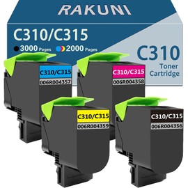RAKUNI Remanufactured Toner Cartridge Replacement for Xerox C310 C315 006R004356 006R004357 006R004358 006R004359 for Xerox C310DNI C315DNI C310DNIM Laser Printer (Cyan Magenta Yellow Black, 4Pack)