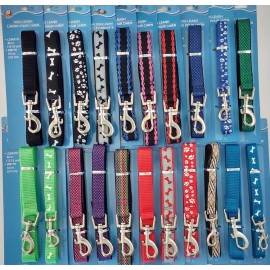 Greenbrier Dog Leashes Smaller Dogs Nylon 4 Feet x 0.6" or 0.8" SELECT: Color & Width Leash - Black/WhiteBones S 0.6"