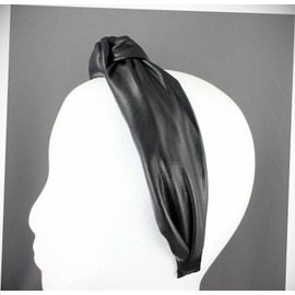 Perfect Hairstyle with Our Hair Accessories - Black Faux Leather T Knot Headband Fabric Covered Band Fashionable Hair Accessory Hair Jewelry Accessories for Lady Women