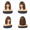 Bob Wig With Bangs Human Hair 1B/30 Highlight Wig Human
