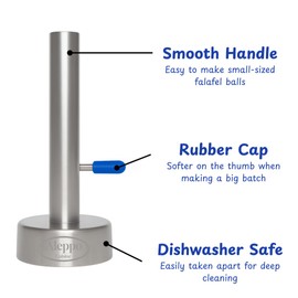 Falafel Maker Press Stainless Steel Syrian Type With Hole (Donut Shape) Premium Quality Kitchen Tool Meatball Mold Scoop Smooth Handle With Rubber Cap (Medium Donut 2.3")