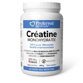 Preferred Nutrition Creatine Monohydrate, 100% Pure, Micronized, 400 g powder, Unflavoured, 5 g per Serving, Easy to Absorb, Increases Body Muscle Mass, Improves Strength, Power & Performance, Non-GMO