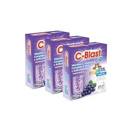 C-Blast+D, Vitamina C, Vitamina D, Complejo B, Zinc y Antioxidantes Polvo Efervescente Kit 3 Cajas (caja con 10 sobres) (UVA INFANTIL)