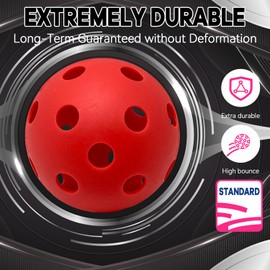 Spunspon Pickleball Balls, 26 Holes Outdoor Pickleballs, High Elasticity & Durable Pickle Balls for All Style Pickleball Paddles Indoor Pickleballs (6 - Pack), Red