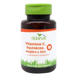 Vitamina C Equinácea Jengibre Y Zinc 60 Cápsulas Vidanat