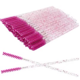 Unbranded 50 pcs disposable thin crystal  mascara wands mini lash brush  Rose  color