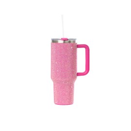 Sip+Sea Grenada 40oz Rhinestone-Encrusted Insulated Tumbler - Premium Bling Stainless Steel Water Bottle with Handle, Double Wall Vacuum Technology, Includes Leakproof Lid and Straw
