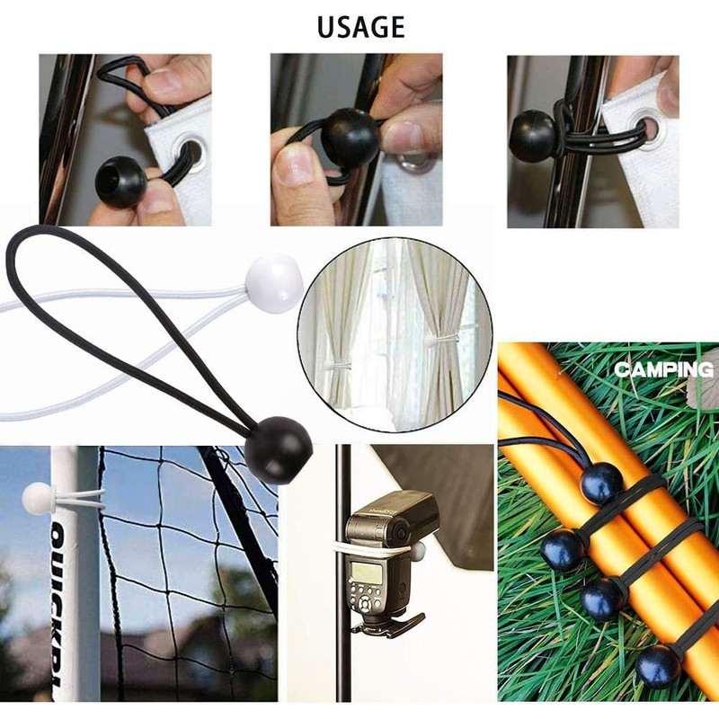White Ball Bungee Cords - 20Pcs Heavy Duty Elastic Ties