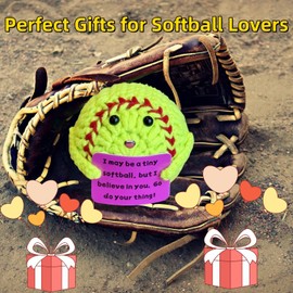 Softball Gifts Funny Positive Crochet Softball Gag Gift Emotional Support Gifts for Men Women Softball Sports Lovers Coworkers Friends Birthday Christmas Stocking Stuffers White Elephant Gifts