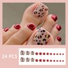 Glitter Leopard Print Press on Toenails Short Square Fake Toenails
