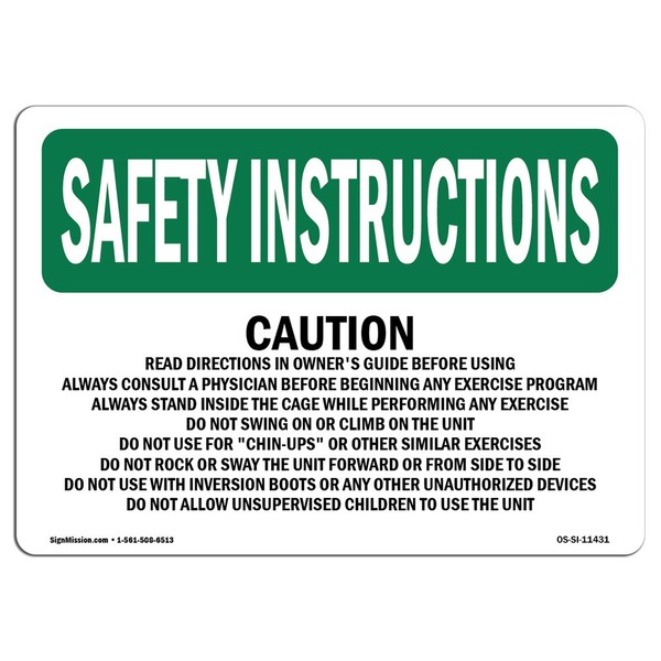 OSHA Safety Instructions Sign - Caution Read Directions in Owner's