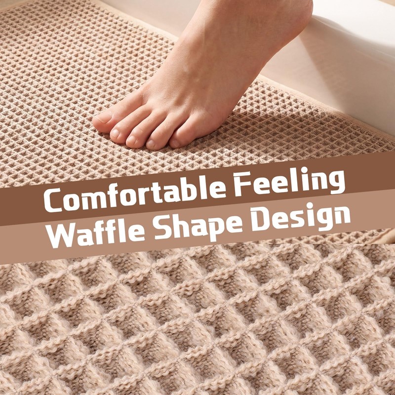 Dunzy Waffle Bath Mat Set of 2 Boho Bathroom Rugs