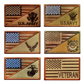 Antrix 6 Pack Patch Set of U.S. Army Support Veteran Patch for Clothes Backpack Caps Hats Vest Army Fans-Tan