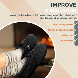 ThermalStep Heated Slippers for Men and Women – Rechargeable Foot Wear with 3 Temperature Settings Keep Feet Warm up to 11 Hours with 2000mAh 7.4 Volt Battery