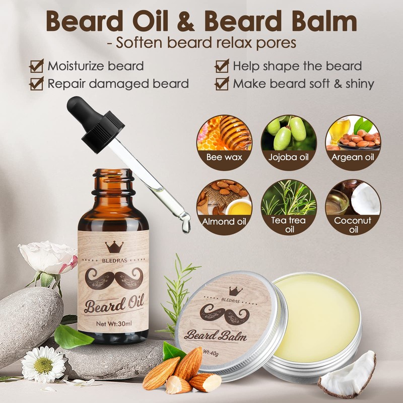 Beard Care Set for Men, Bledras 9 in 1 Beard