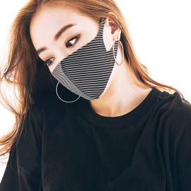 LOOKA MASK Protective Fashion Air Mask | Washable and Reusable | Double Layered Face Mask | Pin Stripe Black X White (Medium)