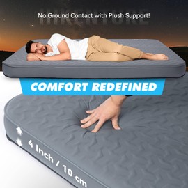 Hikenture 4" Thick Self Inflating Sleeping Pad, Foam & Air Camping Mattress 2 Person, 9.5 R-Value Insulated Sleeping Mat with Pump Sack, Portable Double Camping Pad for Tent, Car, Truck
