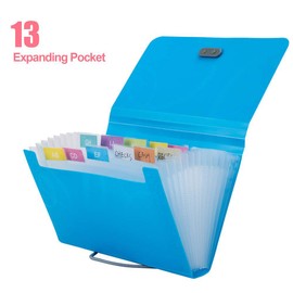 A6 13 Pockets Mini Expanding File Folder Accordion File Folder Receipt Organizer File Pockets Folder Bills Document Wallet for Office, Home or School - Pack of 5