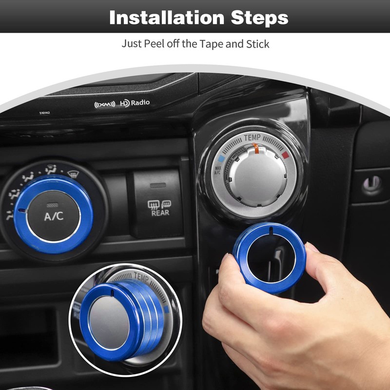 CheroCar Air Conditioner Button Trim Cover Aluminum Alloy Knob Cover