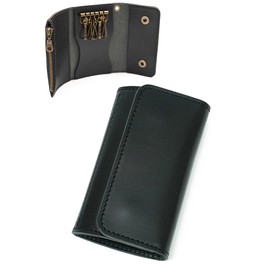 Proline Men's Key Case with Coin Purse, Tochigi Leather, Genuine Leather, Trifold, Made in Japan, Sumi