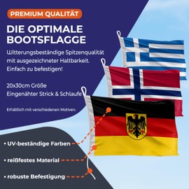 FLAGLY Premium Boat Flag Denmark 20 x 30 cm - 115 g/m² Fabric Weight - Printed, Robust with Knit & Loop, Boat Accessories Motor Boat (20 x 30 cm - Denmark)