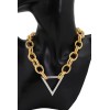 Unbranded Women Necklace Gold Metal Chain Links Silver Triangle Pendant