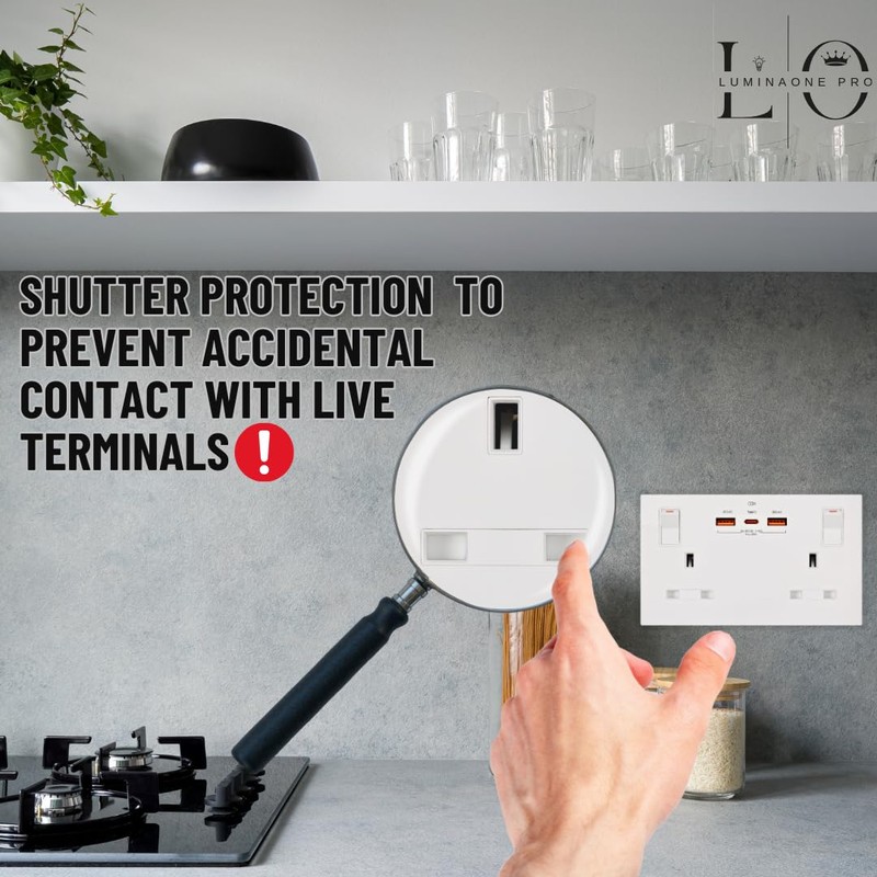 Double Socket with USB | Type-C + USB-A | 35W