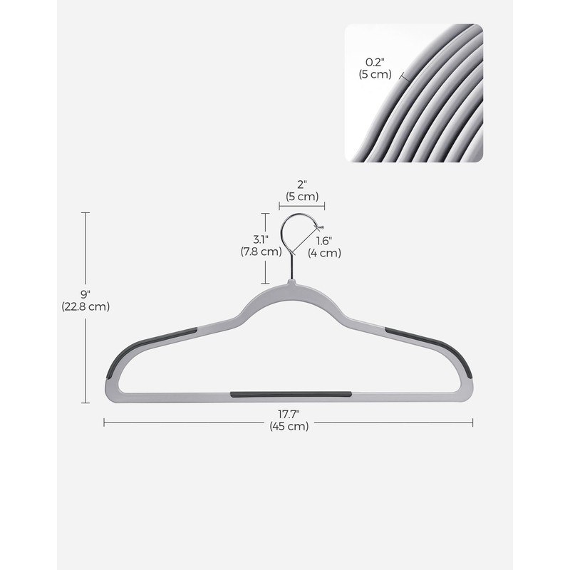 SONGMICS Clothes Hangers, Pack of 50 Plastic Coat Hangers, Space-Saving,