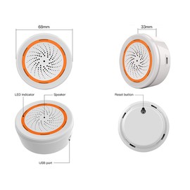 ZigBee Alarm Siren, Maximum Sound 90 dB, Dual Power Supply, Adjustable Sound Time, Anti-Theft System ZigBee