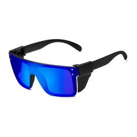 BINGKING Polarized Z87 UV400 Safety Sunglasses for Men with Detachable Side Shields – Protective Eyewear for Work, Outdoor, and Industrial Use(blue)
