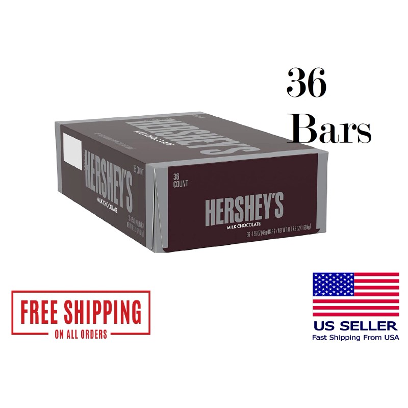 HERSHEY'S Milk Chocolate Candy Bars 1.55-oz. Bars, 36 Count
