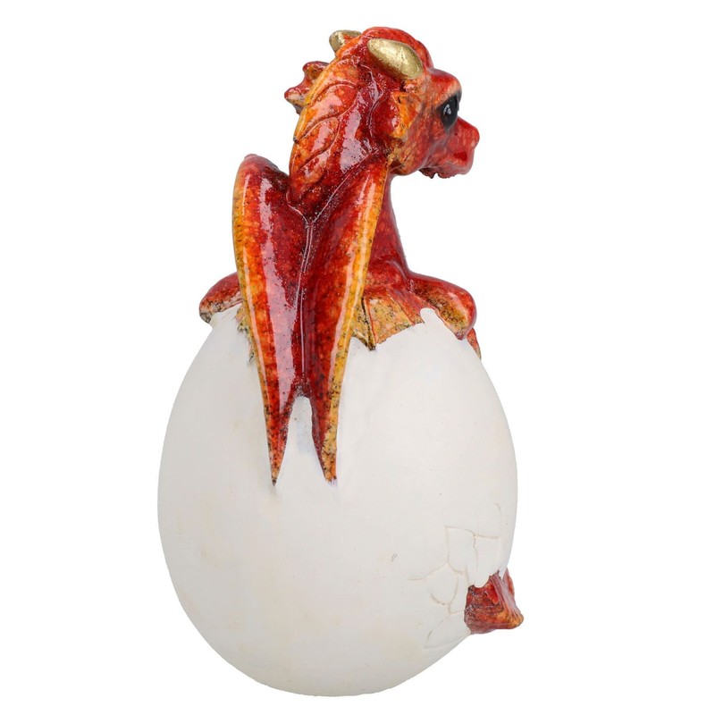 AB Tools Red Baby Dragon Egg Hatching Resin Fantasy Sculpture