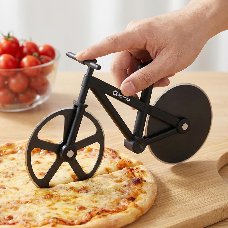 Bicycle Pizza Cutter - Funny Pizza Cutter Wheel with Stand,