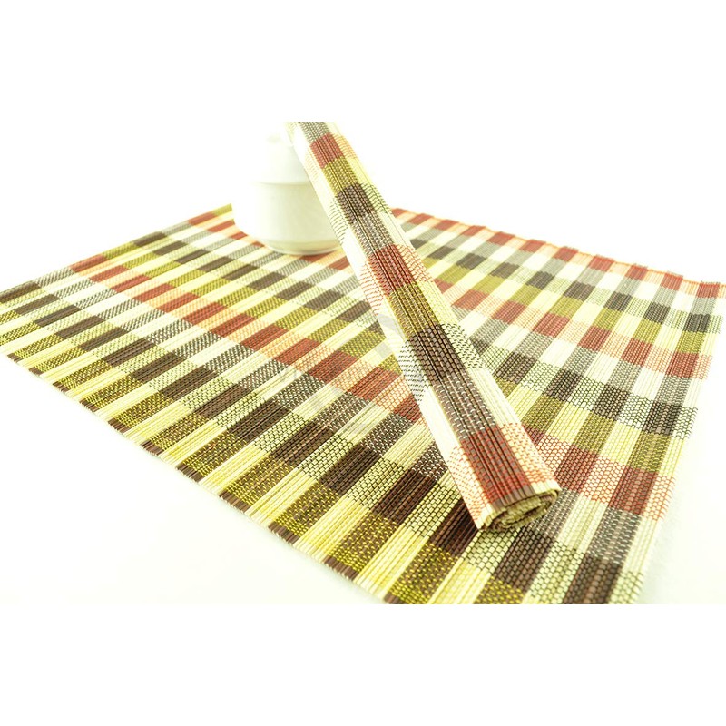 Handmade Bamboo Placemats, Pack Of 4 Bamboo Wood Table Mats,