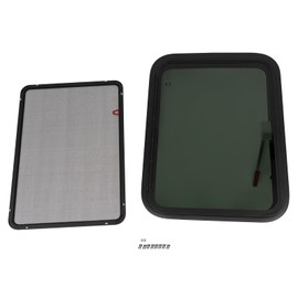 DAOHHFO RV Exit Window, 30"W×22" H Trailer Emergency Push Out Window with Net Screen, Fit for 38-42mm/1.5-1.65in Thickness Wall