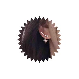 Yheakne Boho Crystal Star Climbing Earrings, Gold Star Drop Earrings, Vintage CZ Star Drop Earrings, Sparkly Rhinestone Crawler Earrings, Jewelry for Women and Girls, Zinc