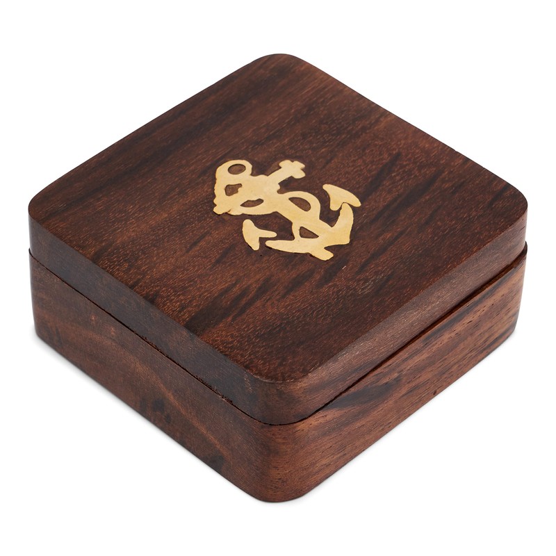 NKlaus Compass in Wooden Folding Box 6.5 x 6.5 cm