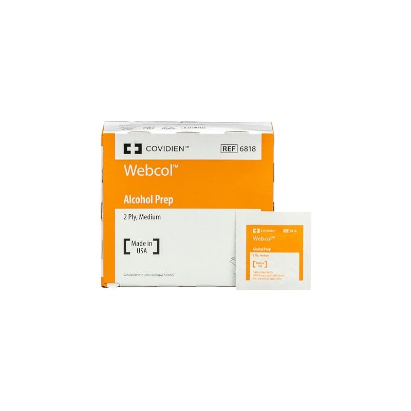 Webcol™ Alcohol Prep Pads, Medium, 2 Ply, 1 Carton of