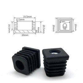 10PCS Black Plastic Nuts Pipe Plugs,Inserts for Square Tubes with M8 Thread,Plastic Pipe End Caps,Insert Chair End Caps Furniture Leg Plug 20×20mm