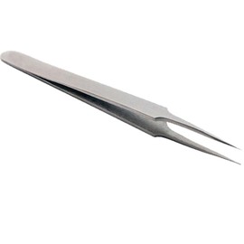 High Precision Tapered Ultra-Fine Tweezers, #5 Straight Tweezers, Stainless Steel, Anti-Magnetic, 4.75" Overall Length